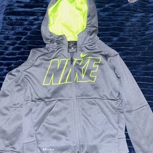 Nike Kids Gray and Neon Green Hoodie